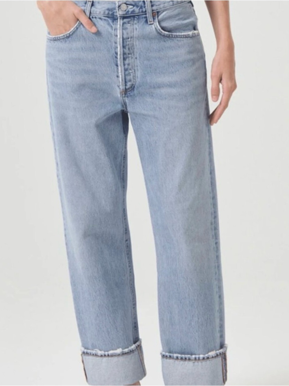 AGOLDE FRAN LOW SLUNG Light Blue Denim Jeans Color: FORCE